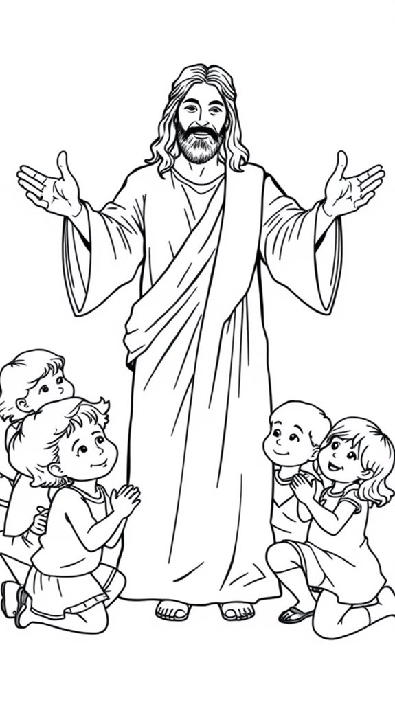 jesus and children coloring