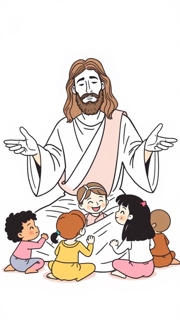 jesus and children outline