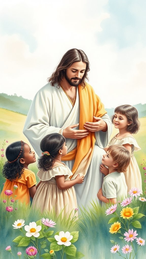 jesus and children watercolor