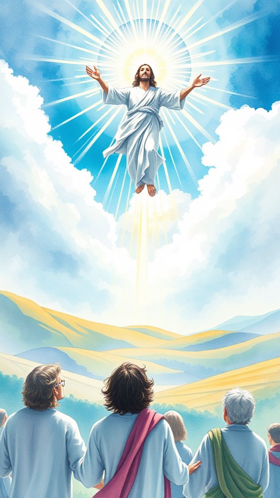 jesus ascends in watercolor