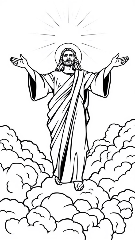 jesus ascension line art