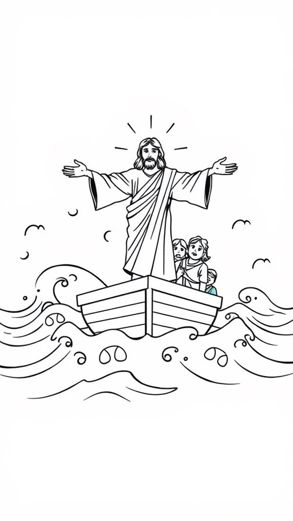 jesus calming storm coloring page