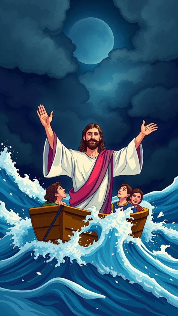 jesus calming storm scene