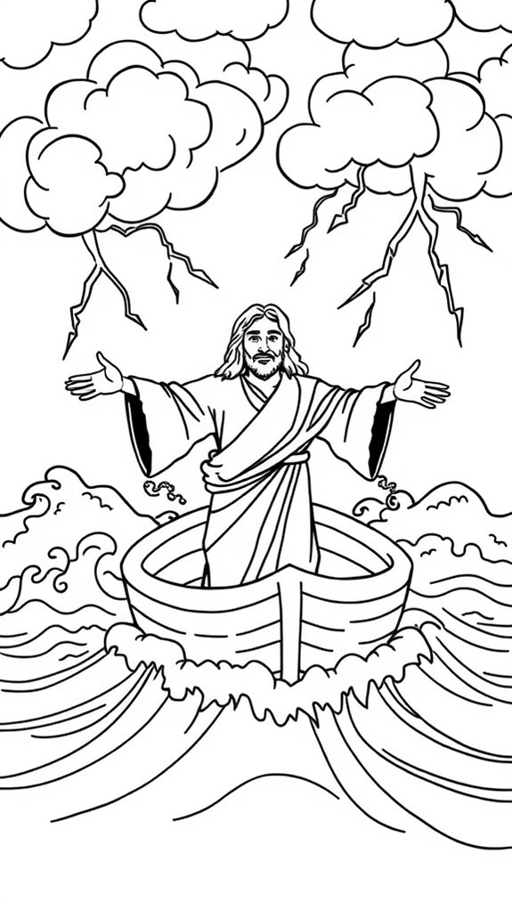 jesus calms storm coloring