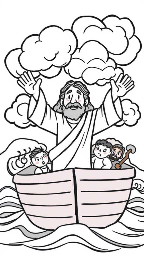 jesus calms storm coloring page