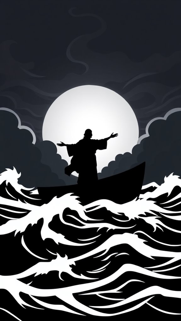 jesus calms storm silhouette