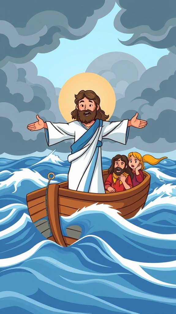 jesus calms storm waves