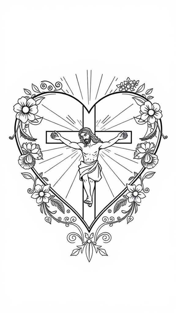 jesus cross heart coloring