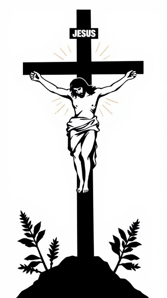 jesus cross silhouette coloring