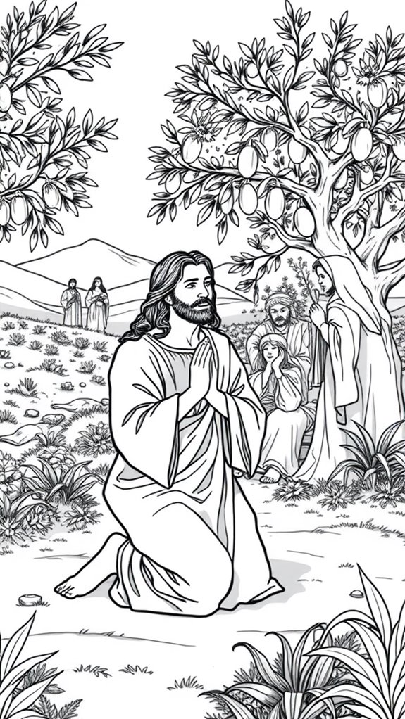 jesus garden prayer coloring