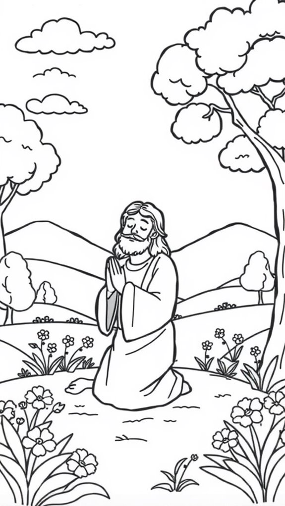 jesus garden prayer coloring