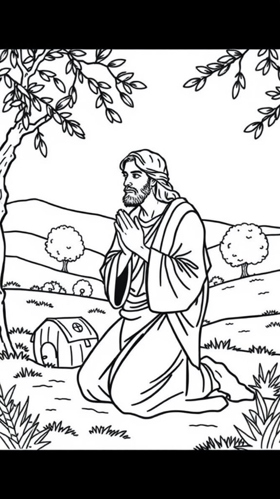jesus garden prayer coloring