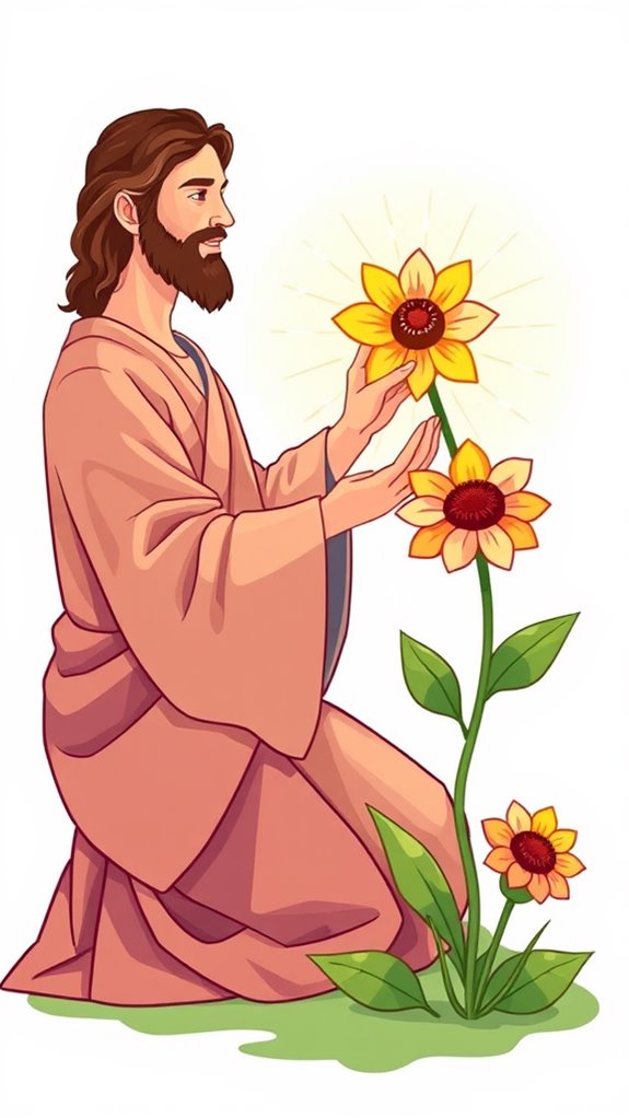 jesus healing blooming flowers