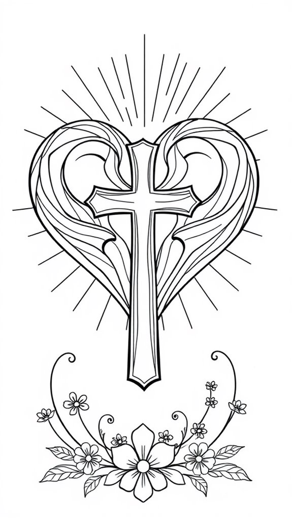 jesus heart cross coloring