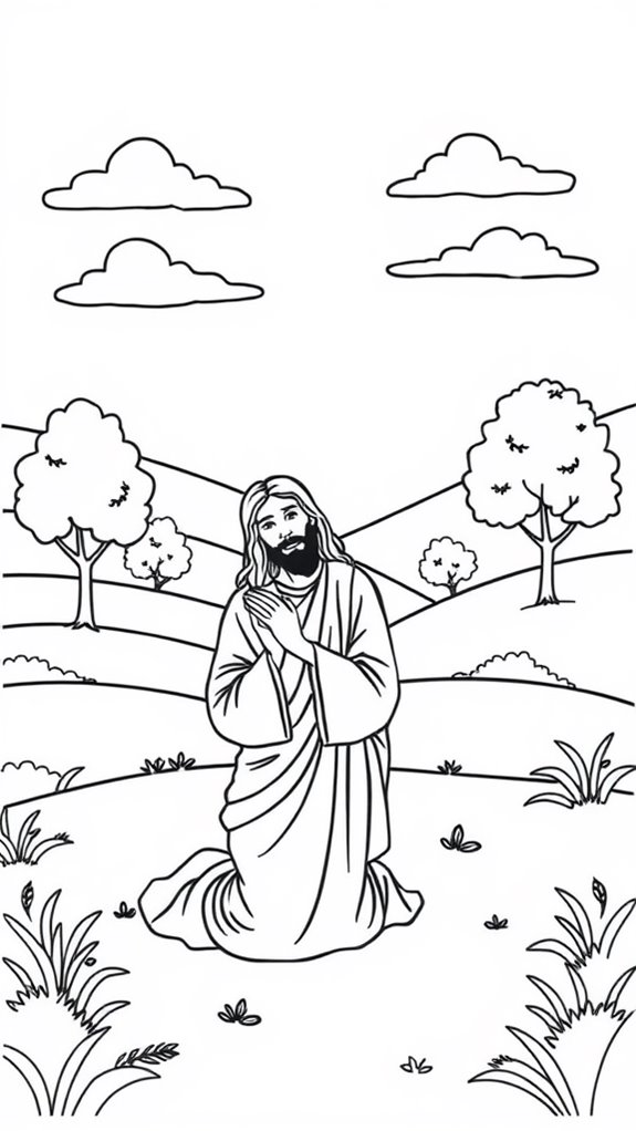 jesus in garden coloring