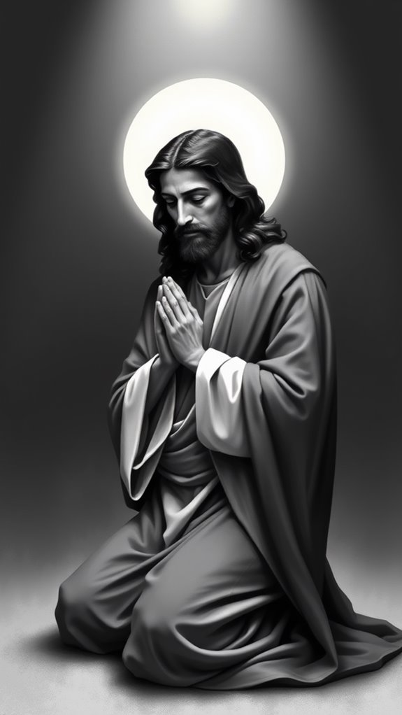 jesus in prayer monochrome