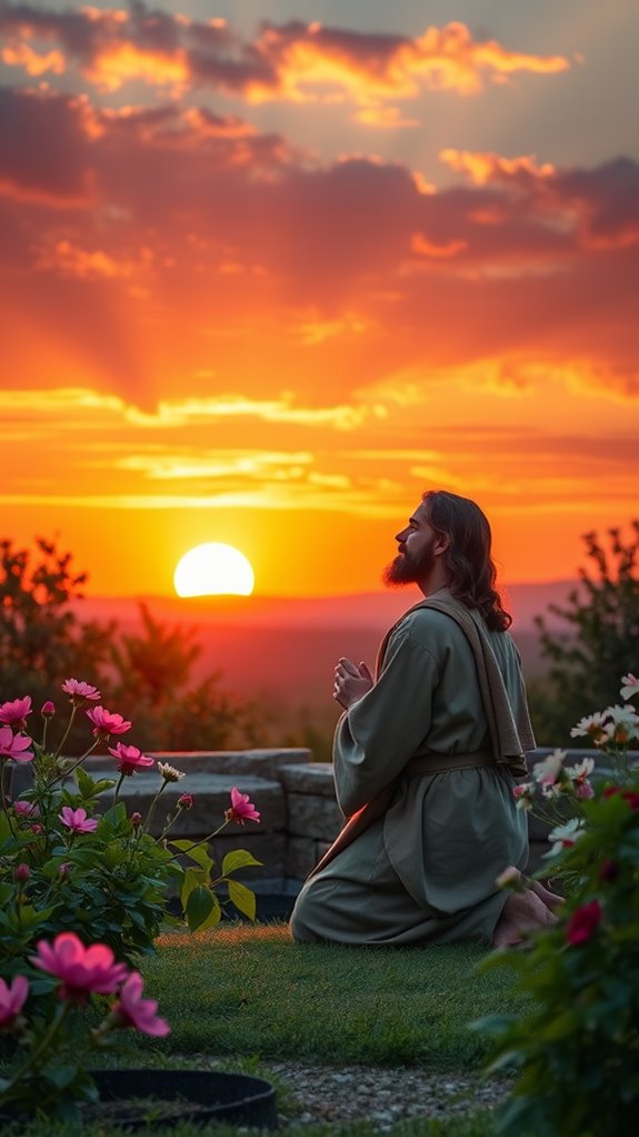 jesus praying at sunset
