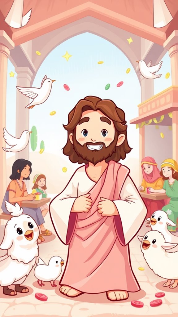 jesus purifies temple cartoon