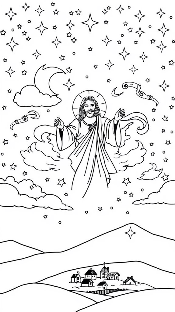 jesus starry night coloring