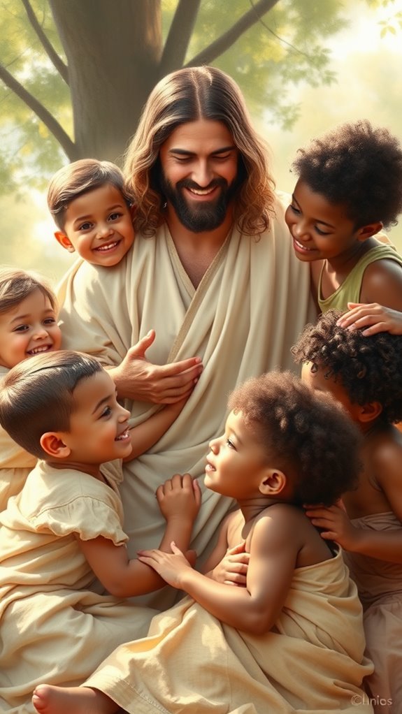 jesus surrounded by children