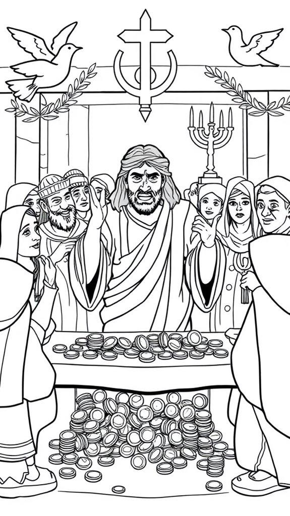 12 Jesus Cleanses The Temple Coloring Pages - Printable &amp; Free To Download - Encouraging Bible ...