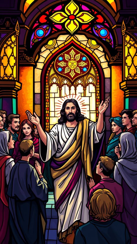 jesus temple stained glass