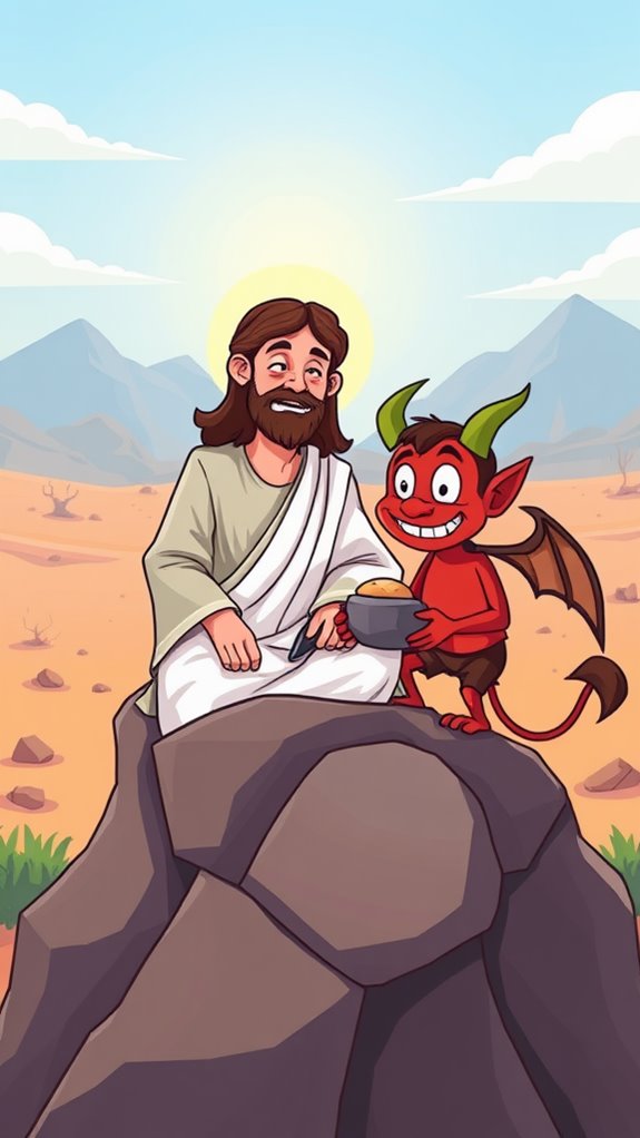 jesus temptation cartoon imagery