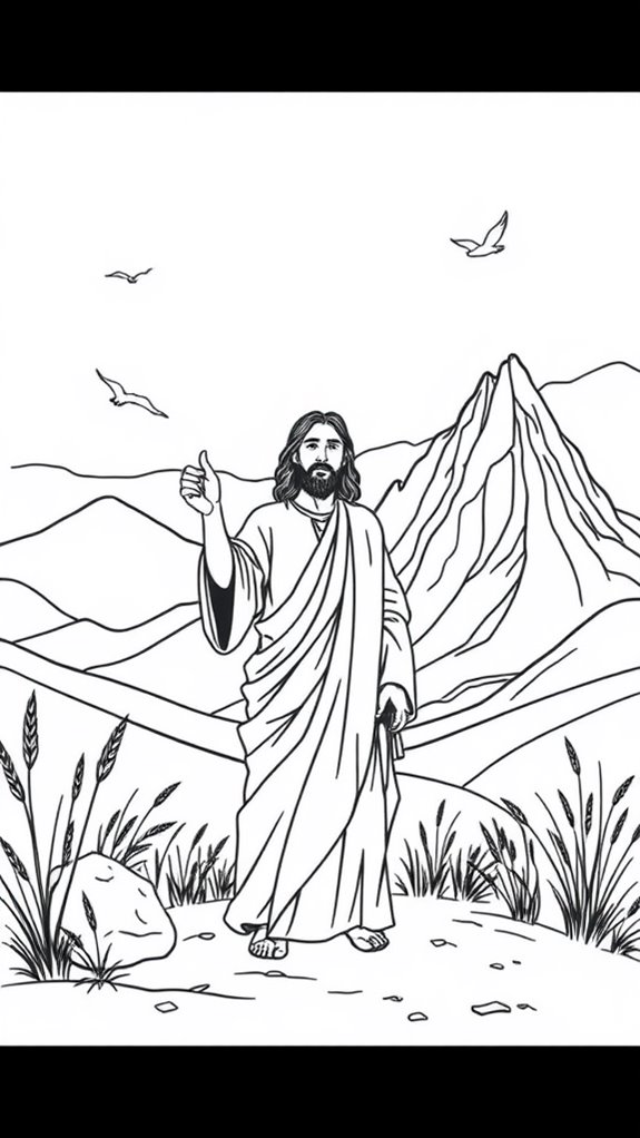 jesus temptation line art