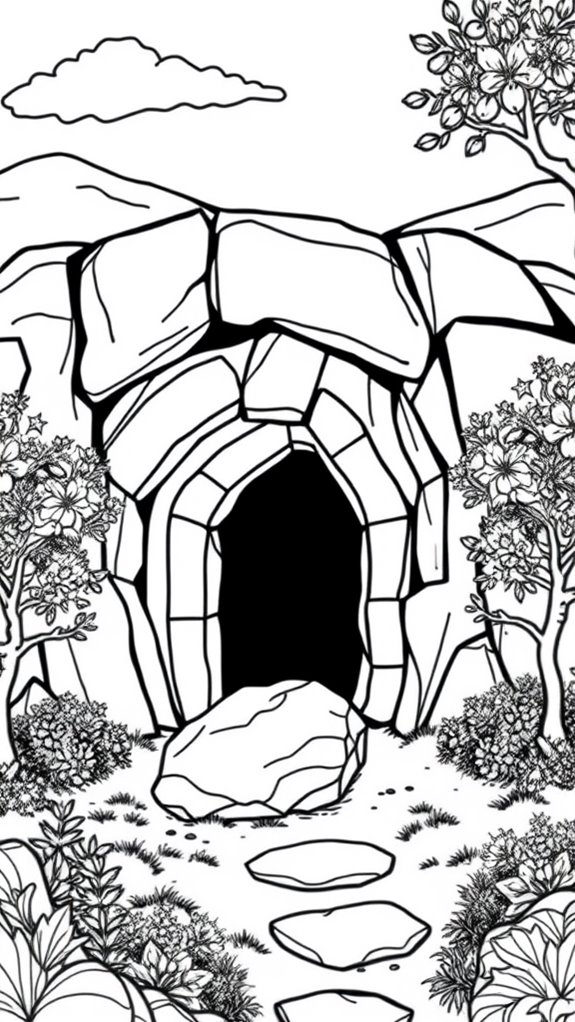 jesus tomb scene coloring