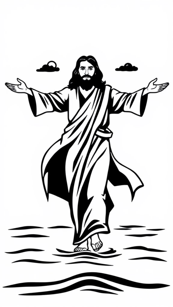 jesus water silhouette coloring