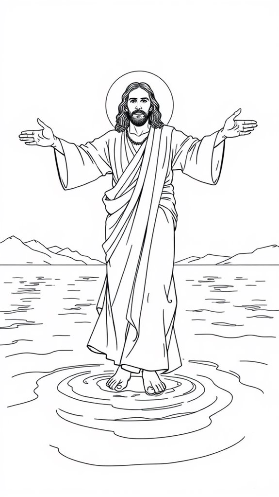jesus water walk coloring page