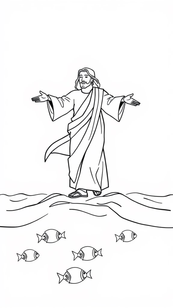 jesus water walking coloring
