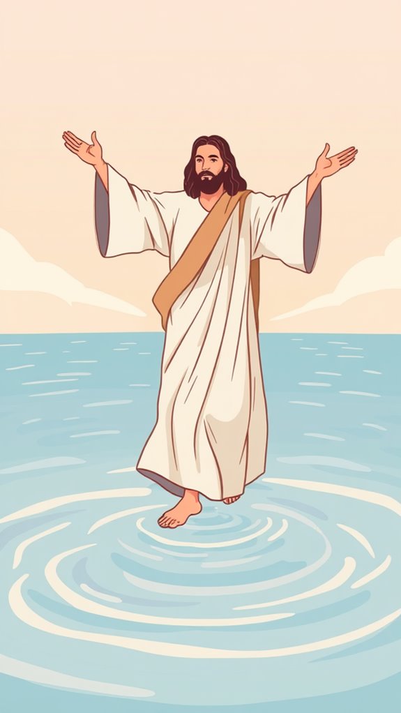 jesus water walking illustration