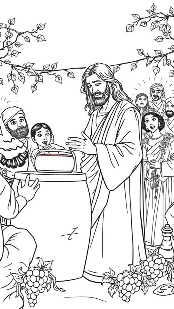 jesus water wine coloring page