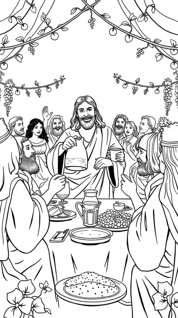 jesus water wine coloring page