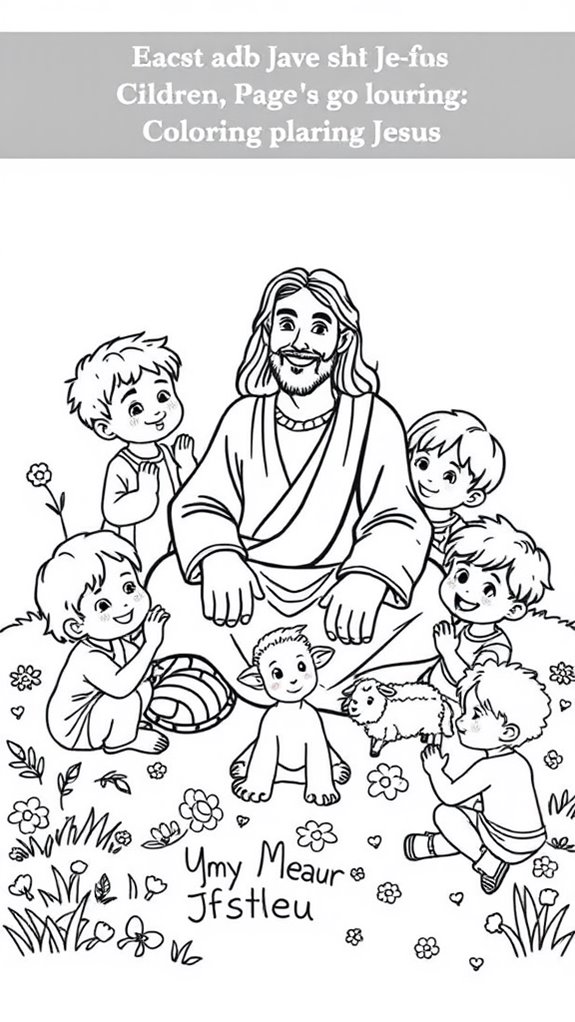 jesus with children coloring