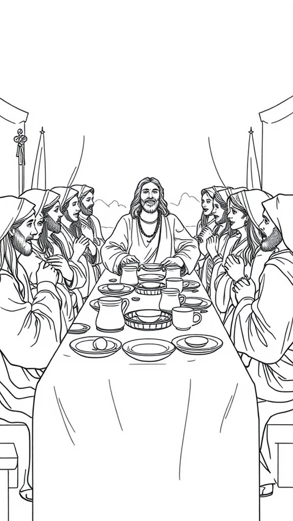jesus with guests coloring
