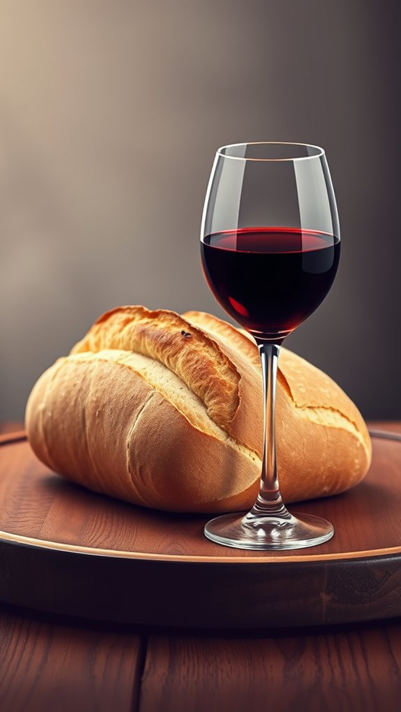 lent themed bread and wine