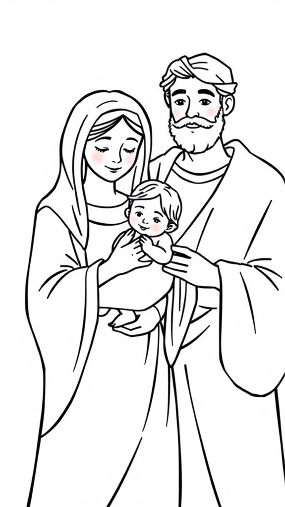 line art holy family