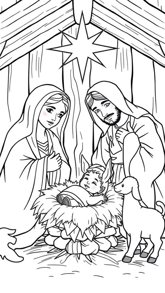 manger scene coloring page