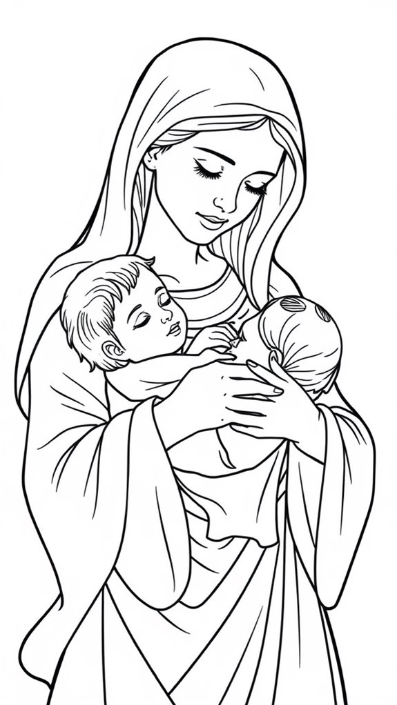 Mary And Baby Jesus Coloring Pages Printable Free To Download Encouraging Bible Verses