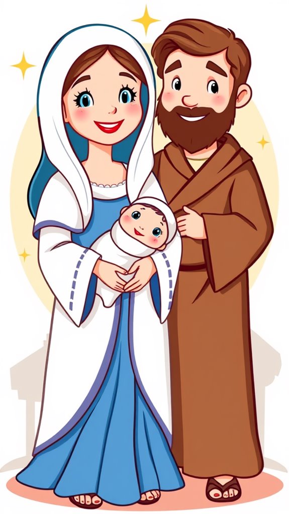 mary and joseph cartoon clipart