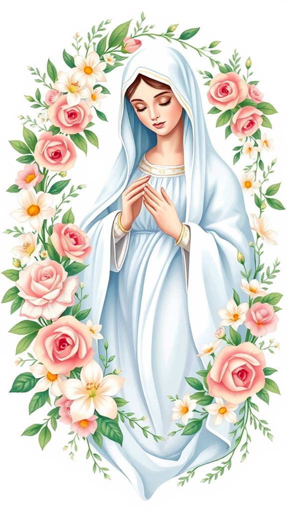 mary floral wreath art