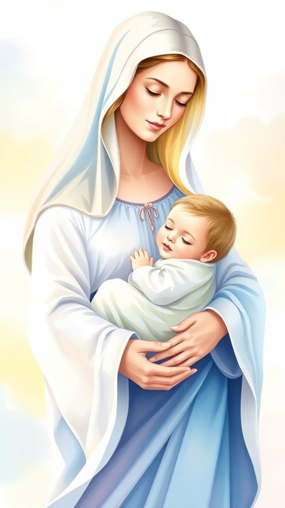 mary holding baby jesus
