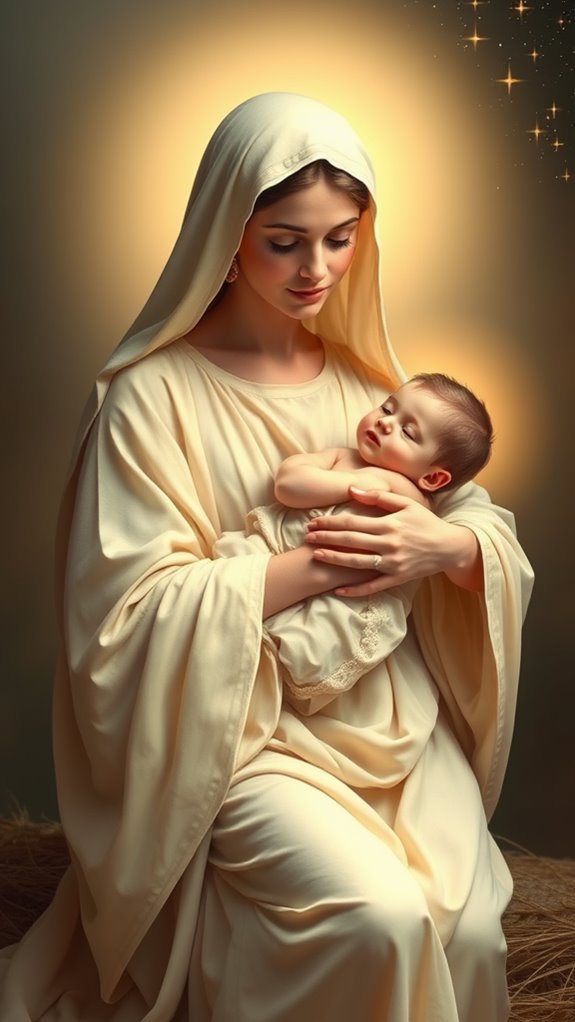 mary holding baby jesus