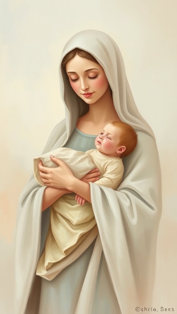 mary holding baby jesus