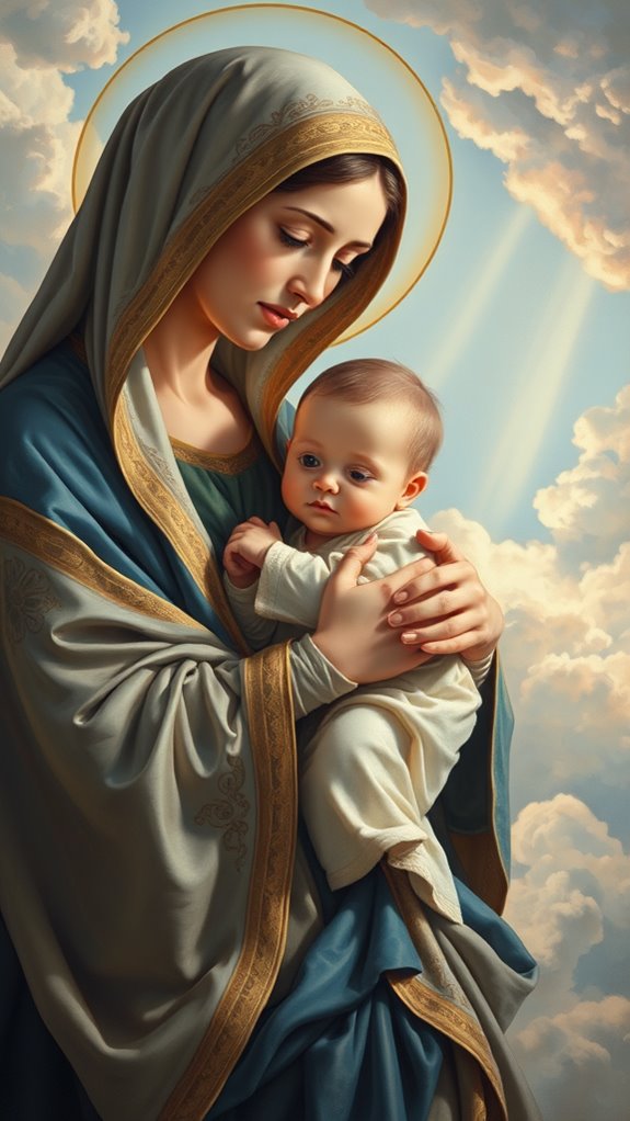 mary holding baby jesus