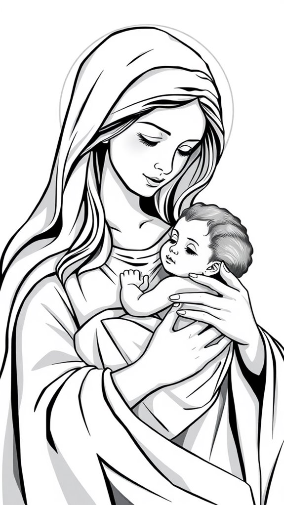 mary holding baby jesus