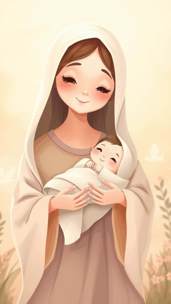 mary holding baby jesus