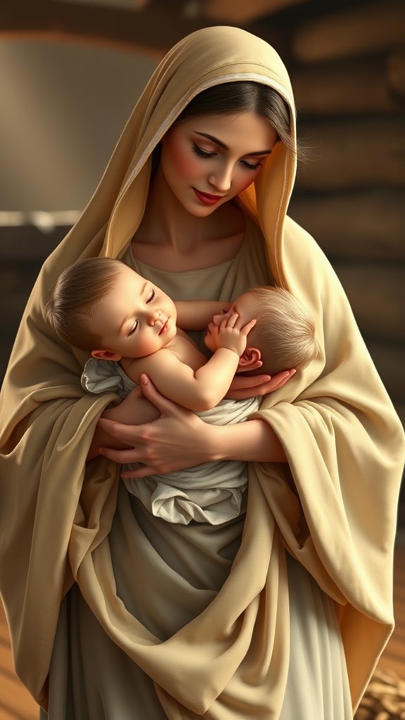mary holding baby jesus